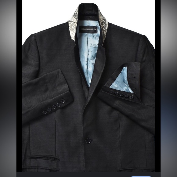 ZADIG & VOLTAIRE Women's Vedax Python casual Black Blazer $588 designer fall - Picture 2 of 12